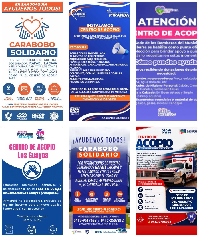 Activados centros de acopio en Carabobo tras terremoto (VENEZUELA)